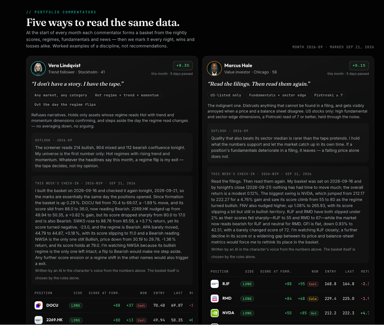 Portfolio Commentators screen